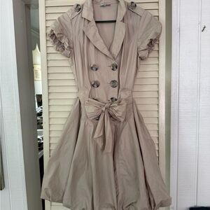 Linea Donatella Taupe Double-Breasted Mini Dress